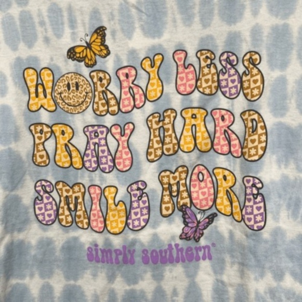 NWT Simply Southern Worry Less Pray Hard Smile More' Short Sleeve Tshirt‎ XXL - Picture 5 of 5